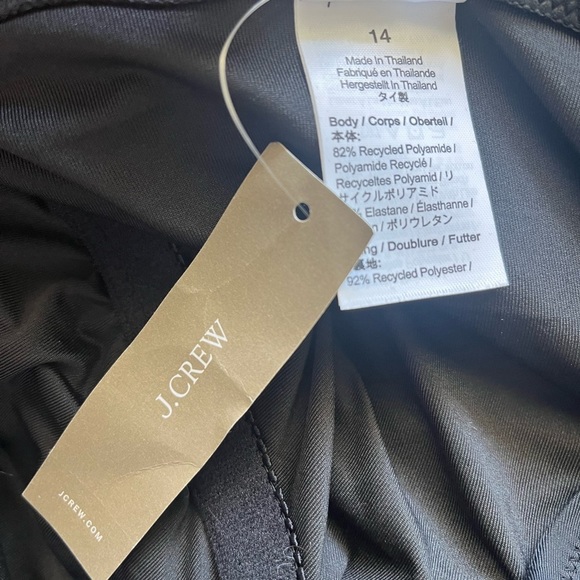 J. Crew Long torso ruched one shoulder one piece Swimsuit BC148 Black 14 - Picture 5 of 6